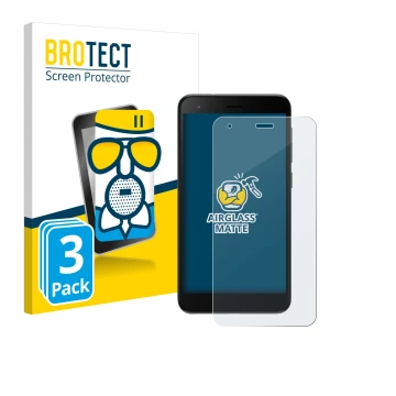 Parte frontale di una confezione del prodotto con il logo del marchio BROTECT. Accanto è raffigurato il dispositivo ZTE Blade 