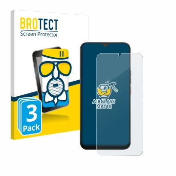 Parte frontale di una confezione del prodotto con il logo del marchio BROTECT. Accanto è raffigurato il dispositivo Volla Phon