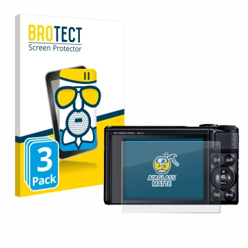 Parte frontale di una confezione del prodotto con il logo del marchio BROTECT. Accanto è raffigurato il dispositivo Canon Powe