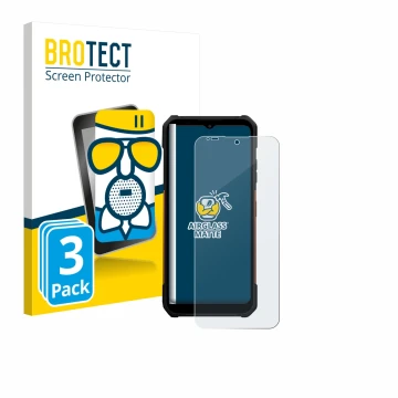Parte frontale di una confezione del prodotto con il logo del marchio BROTECT. Accanto è raffigurato il dispositivo myPhone Ha