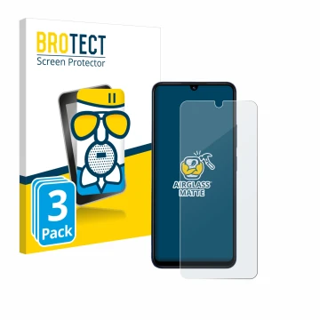 Parte frontale di una confezione del prodotto con il logo del marchio BROTECT. Accanto è raffigurato il dispositivo Xiaomi Red