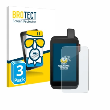 Parte frontale di una confezione del prodotto con il logo del marchio BROTECT. Accanto è raffigurato il dispositivo Garmin Mon