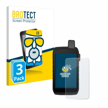 Parte frontale di una confezione del prodotto con il logo del marchio BROTECT. Accanto è raffigurato il dispositivo Garmin Mon