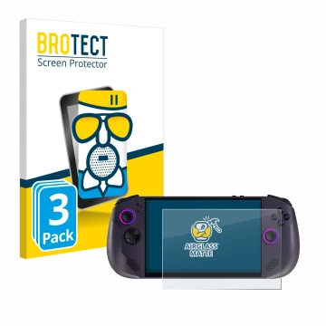 Parte frontale di una confezione del prodotto con il logo del marchio BROTECT. Accanto è raffigurato il dispositivo Lenovo Leg