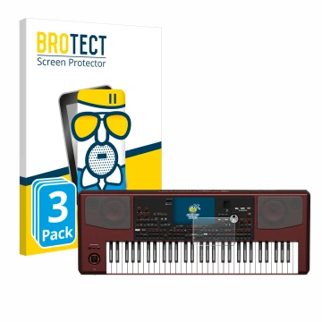 Parte frontale di una confezione del prodotto con il logo del marchio BROTECT. Accanto è raffigurato il dispositivo KORG Pa700