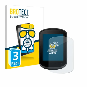 Parte frontale di una confezione del prodotto con il logo del marchio BROTECT. Accanto è raffigurato il dispositivo Garmin Edg