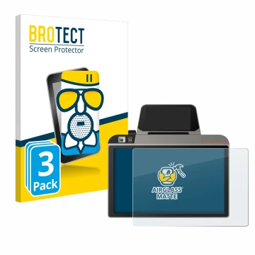 Parte frontale di una confezione del prodotto con il logo del marchio BROTECT. Accanto è raffigurato il dispositivo Sunmi D3 M