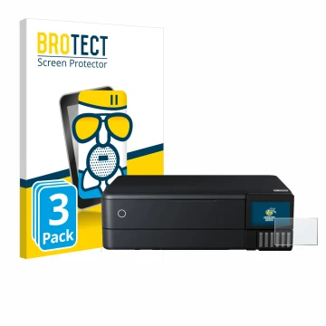 Parte frontale di una confezione del prodotto con il logo del marchio BROTECT. Accanto è raffigurato il dispositivo Epson EcoT