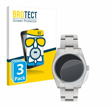 Parte frontale di una confezione del prodotto con il logo del marchio BROTECT. Accanto è raffigurato il dispositivo Rolex Oyst