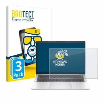 Parte frontale di una confezione del prodotto con il logo del marchio BROTECT. Accanto è raffigurato il dispositivo HP EliteBo