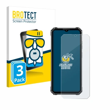 Parte frontale di una confezione del prodotto con il logo del marchio BROTECT. Accanto è raffigurato il dispositivo Oukitel G1