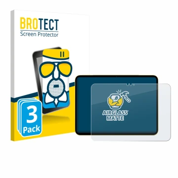 Parte frontale di una confezione del prodotto con il logo del marchio BROTECT. Accanto è raffigurato il dispositivo Apple iPad