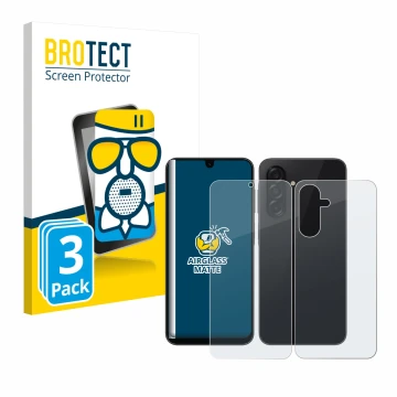 Parte frontale di una confezione del prodotto con il logo del marchio BROTECT. Accanto è raffigurato il dispositivo Samsung Ga