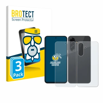 Parte frontale di una confezione del prodotto con il logo del marchio BROTECT. Accanto è raffigurato il dispositivo Samsung Ga