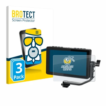Parte frontale di una confezione del prodotto con il logo del marchio BROTECT. Accanto è raffigurato il dispositivo Feelworld 