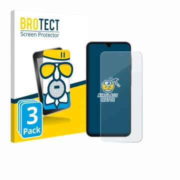 Parte frontale di una confezione del prodotto con il logo del marchio BROTECT. Accanto è raffigurato il dispositivo Samsung Ga