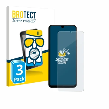 Parte frontale di una confezione del prodotto con il logo del marchio BROTECT. Accanto è raffigurato il dispositivo Xiaomi Poc