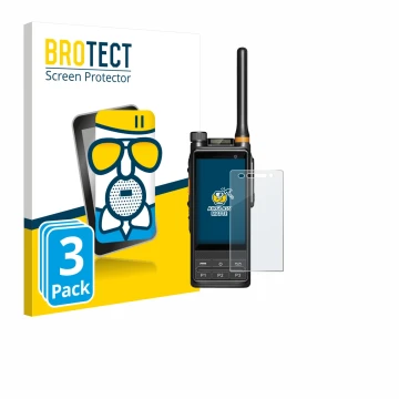 Parte frontale di una confezione del prodotto con il logo del marchio BROTECT. Accanto è raffigurato il dispositivo Hytera PDC