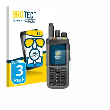 Parte frontale di una confezione del prodotto con il logo del marchio BROTECT. Accanto è raffigurato il dispositivo Radtel RT-