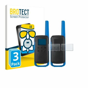Parte frontale di una confezione del prodotto con il logo del marchio BROTECT. Accanto è raffigurato il dispositivo Motorola T