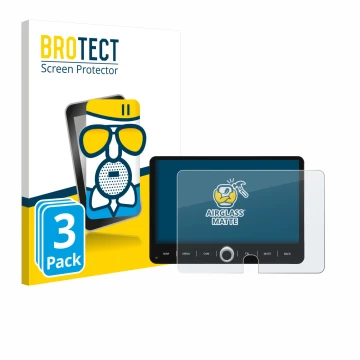 Parte frontale di una confezione del prodotto con il logo del marchio BROTECT. Accanto è raffigurato il dispositivo Dynavin D9