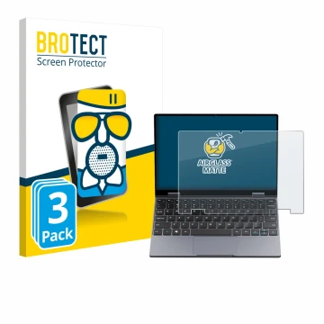 Parte frontale di una confezione del prodotto con il logo del marchio BROTECT. Accanto è raffigurato il dispositivo Chuwi Mini