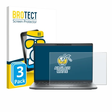 Parte frontale di una confezione del prodotto con il logo del marchio BROTECT. Accanto è raffigurato il dispositivo Dell Latit