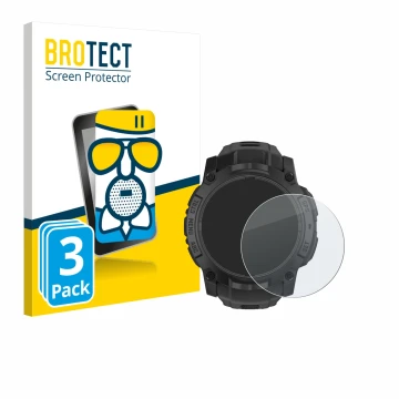 Parte frontale di una confezione del prodotto con il logo del marchio BROTECT. Accanto è raffigurato il dispositivo Garmin Ins