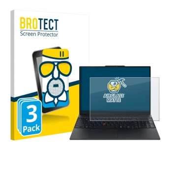 Parte frontale di una confezione del prodotto con il logo del marchio BROTECT. Accanto è raffigurato il dispositivo Lenovo Thi