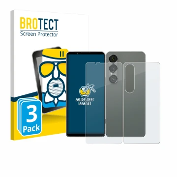 Parte frontale di una confezione del prodotto con il logo del marchio BROTECT. Accanto è raffigurato il dispositivo Sony Xperi