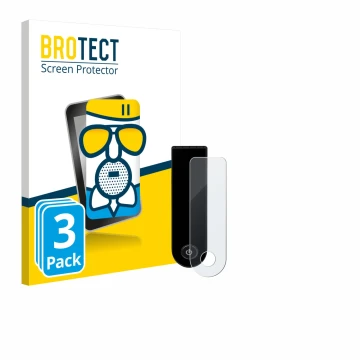 Parte frontale di una confezione del prodotto con il logo del marchio BROTECT. Accanto è raffigurato il dispositivo Xiaomi Ele