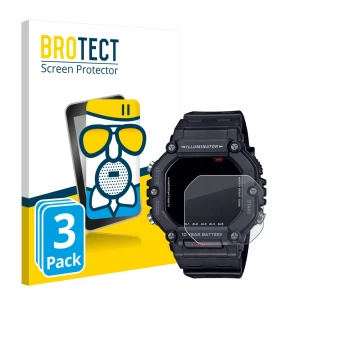 Parte frontale di una confezione del prodotto con il logo del marchio BROTECT. Accanto è raffigurato il dispositivo Casio AE-1