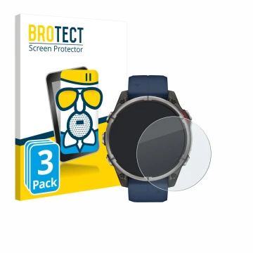 Parte frontale di una confezione del prodotto con il logo del marchio BROTECT. Accanto è raffigurato il dispositivo Garmin qua
