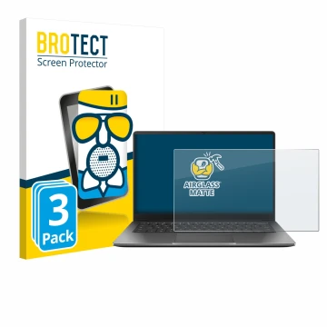 Parte frontale di una confezione del prodotto con il logo del marchio BROTECT. Accanto è raffigurato il dispositivo ASUS Chrom