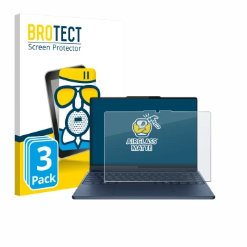 Parte frontale di una confezione del prodotto con il logo del marchio BROTECT. Accanto è raffigurato il dispositivo Lenovo Yog