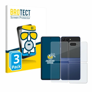 Parte frontale di una confezione del prodotto con il logo del marchio BROTECT. Accanto è raffigurato il dispositivo Samsung Ga