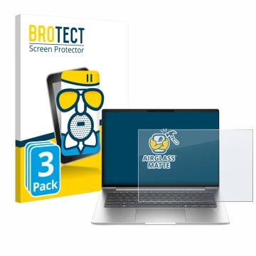 Parte frontale di una confezione del prodotto con il logo del marchio BROTECT. Accanto è raffigurato il dispositivo HP ProBook