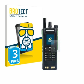 Parte frontale di una confezione del prodotto con il logo del marchio BROTECT. Accanto è raffigurato il dispositivo Baofeng DM