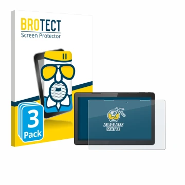 Parte frontale di una confezione del prodotto con il logo del marchio BROTECT. Accanto è raffigurato il dispositivo Hannspree 
