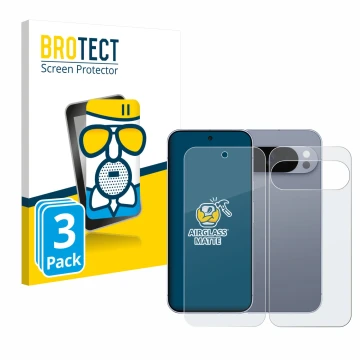 Parte frontale di una confezione del prodotto con il logo del marchio BROTECT. Accanto è raffigurato il dispositivo Google Pix