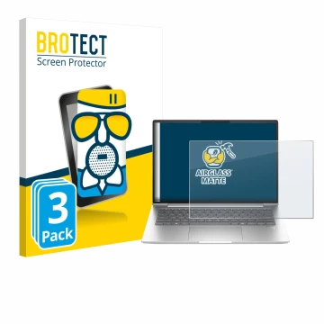 Parte frontale di una confezione del prodotto con il logo del marchio BROTECT. Accanto è raffigurato il dispositivo HP EliteBo
