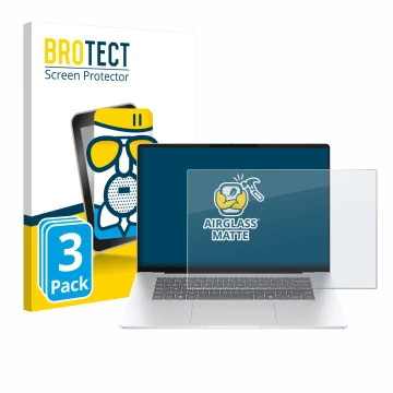 Parte frontale di una confezione del prodotto con il logo del marchio BROTECT. Accanto è raffigurato il dispositivo HP OmniBoo