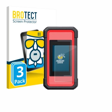Parte frontale di una confezione del prodotto con il logo del marchio BROTECT. Accanto è raffigurato il dispositivo Launch X43
