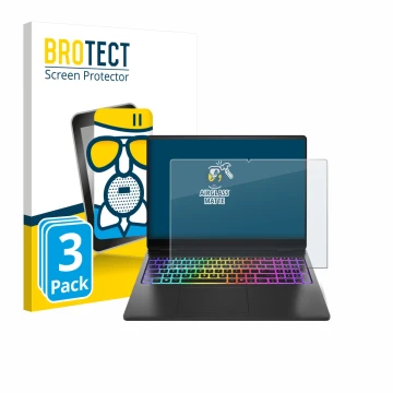 Parte frontale di una confezione del prodotto con il logo del marchio BROTECT. Accanto è raffigurato il dispositivo HP Omen Ma