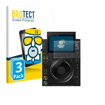 Parte frontale di una confezione del prodotto con il logo del marchio BROTECT. Accanto è raffigurato il dispositivo Pioneer CD
