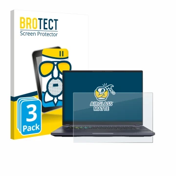 Parte frontale di una confezione del prodotto con il logo del marchio BROTECT. Accanto è raffigurato il dispositivo Gigabyte A