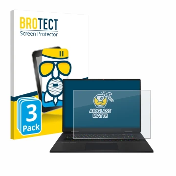 Parte frontale di una confezione del prodotto con il logo del marchio BROTECT. Accanto è raffigurato il dispositivo MSI Titan 