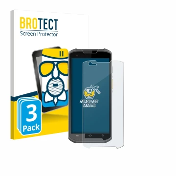 Parte frontale di una confezione del prodotto con il logo del marchio BROTECT. Accanto è raffigurato il dispositivo Newland MT