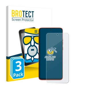 Parte frontale di una confezione del prodotto con il logo del marchio BROTECT. Accanto è raffigurato il dispositivo Motorola E