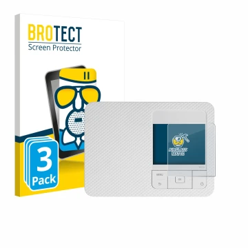 Parte frontale di una confezione del prodotto con il logo del marchio BROTECT. Accanto è raffigurato il dispositivo Canon Selp